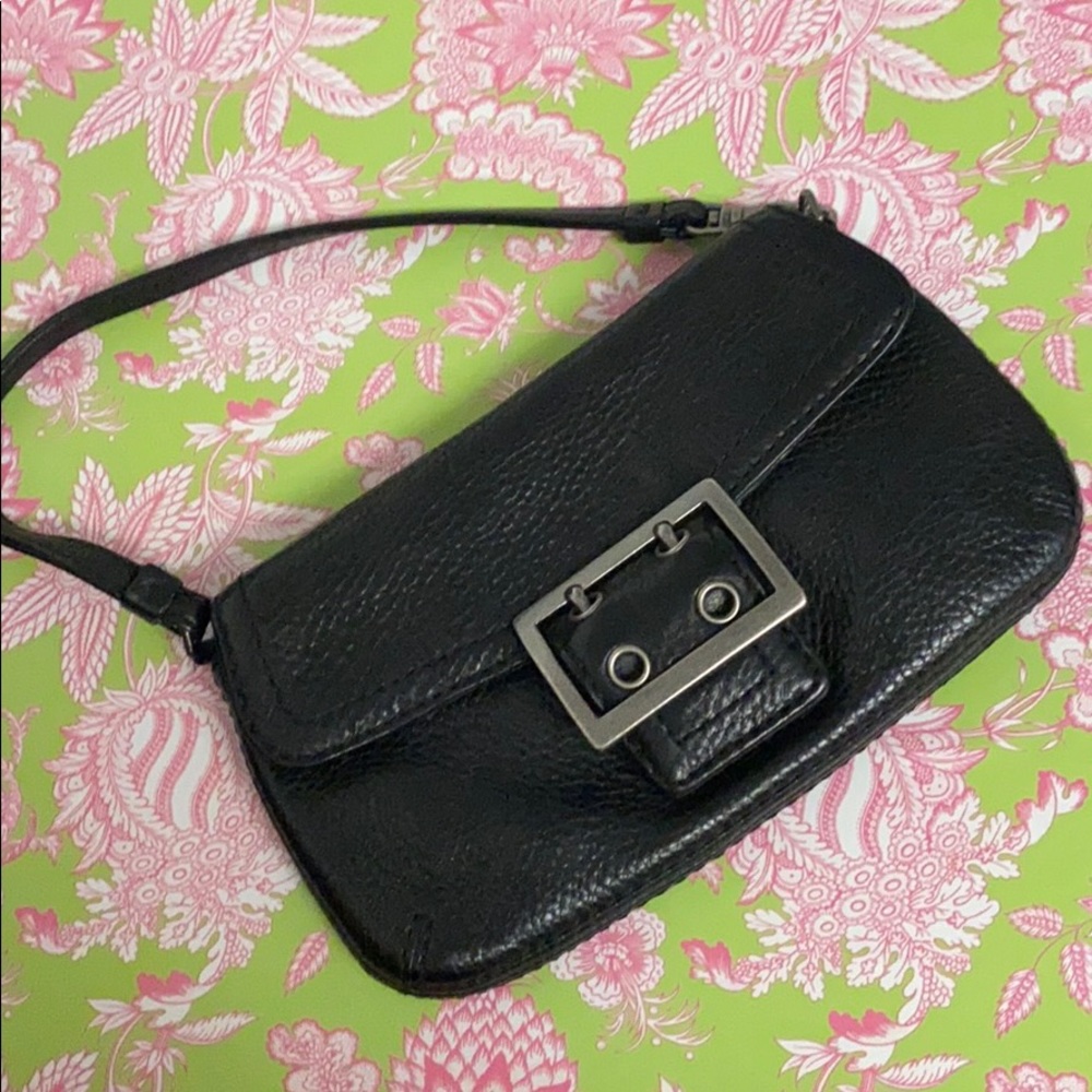 Black leather wristlet